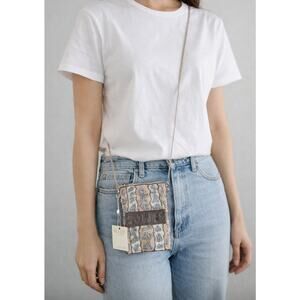 Kay Lee Natural Leopard Pattern Beaded Crossbody Bag NWT.